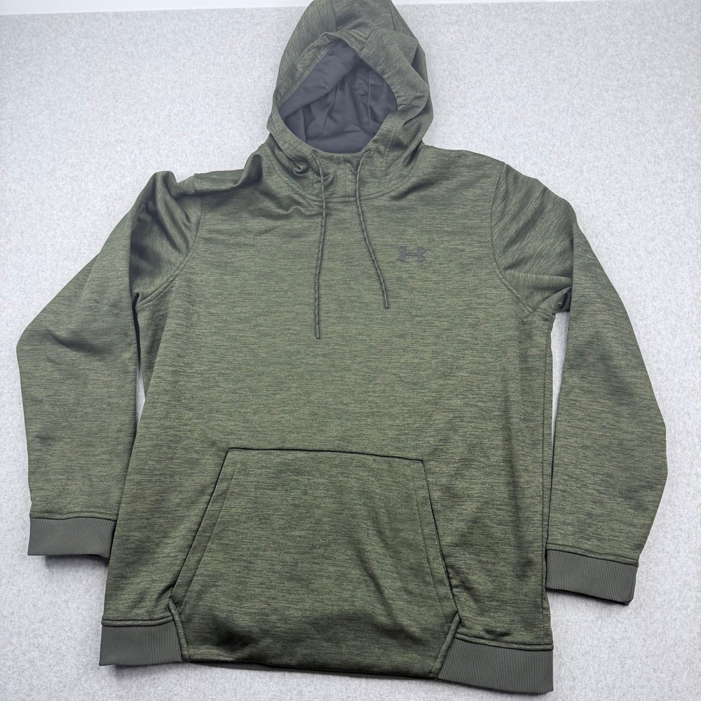Under Armour ColdGear Mens XL Loose Fit Hoodie Olive Green Heathered Sweatshirt